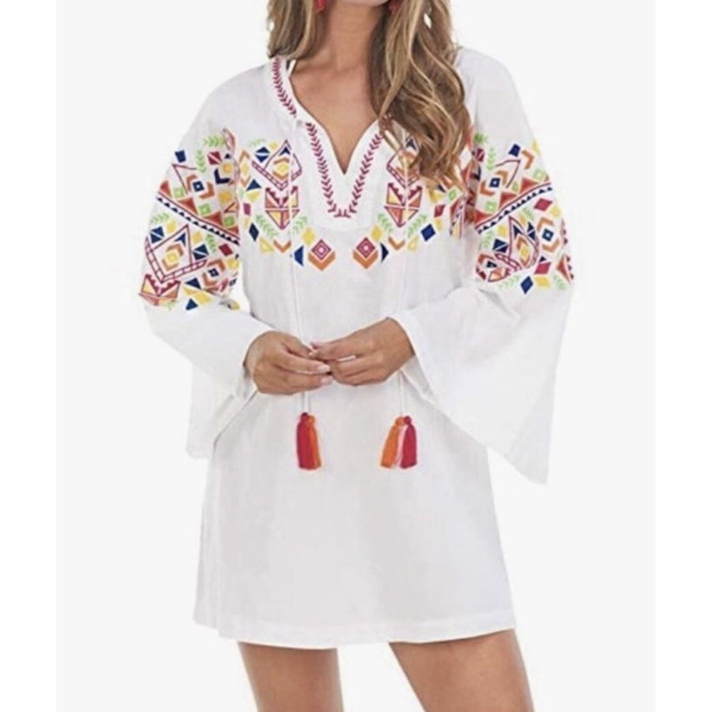 Mudpie Tillery Tunic embroidered‎ NWT Small Beach Coverup Boho